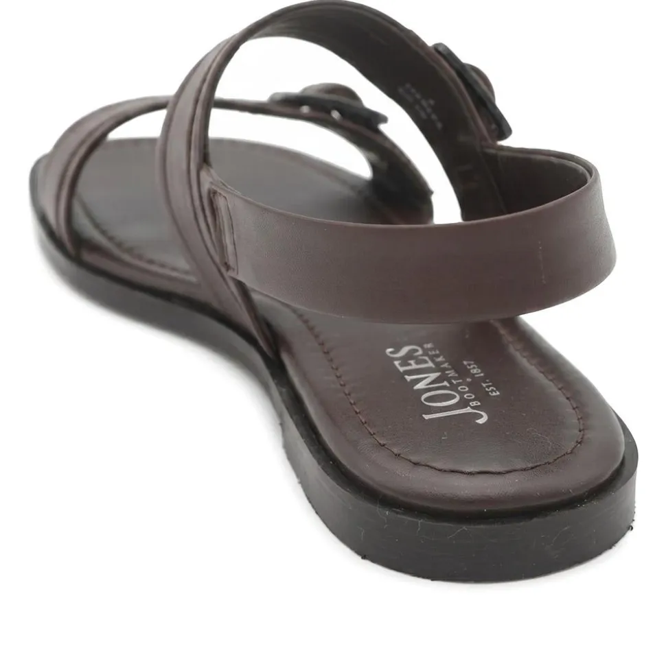 Haniya Leather Dual Buckle Fasten Sandals - Brown Leather