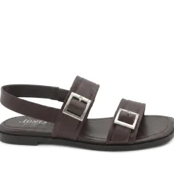 Haniya Leather Dual Buckle Fasten Sandals - Brown Leather