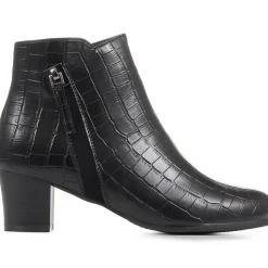 Heeled Ankle Boots - Black Croc