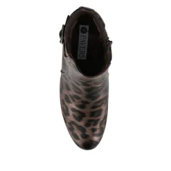 Heeled Buckle Detail Ankle Boots - Brown Leopard