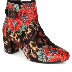 Heeled Buckle Detail Ankle Boots - Floral