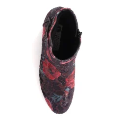 Heeled Buckle Detail Ankle Boots - Navy Floral