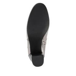 Heeled Buckle Detail Ankle Boots - Pewter
