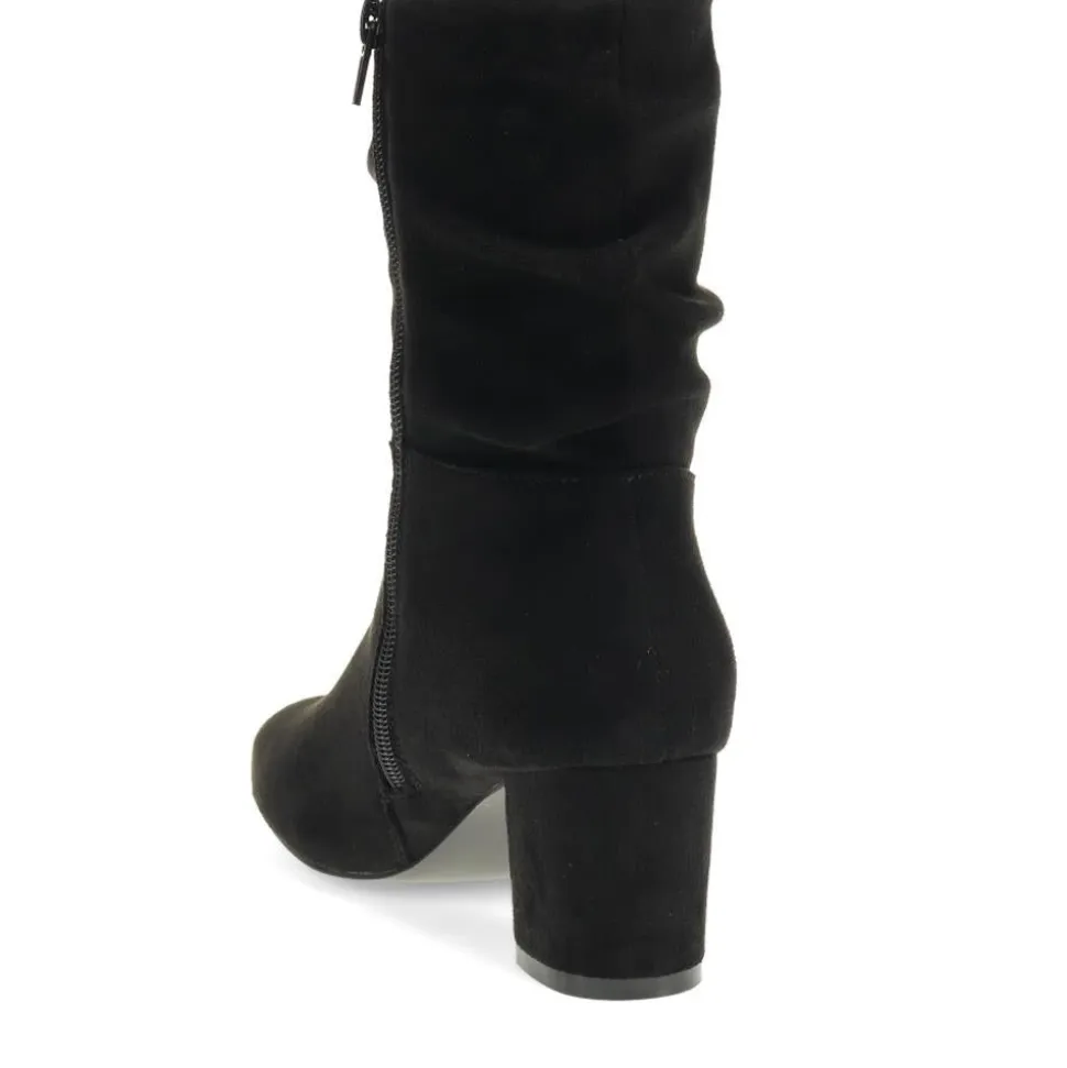 Heeled Calf Boots - Black