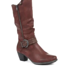 Heeled Calf Boots - Bordeaux