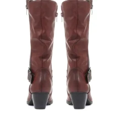 Heeled Calf Boots - Bordeaux