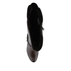 Heeled Calf-Stretch Long Boots - Chocolate