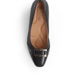 Heeled Court Shoe - Black Snake