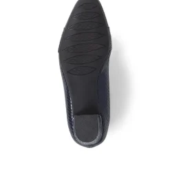 Heeled Court Shoe - Navy Snake