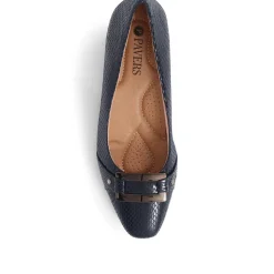 Heeled Court Shoe - Navy Snake