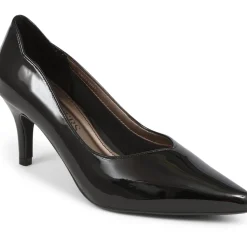 Heeled Court Shoes - Black Patent