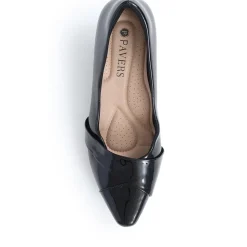 Heeled Court Shoes - Black Patent