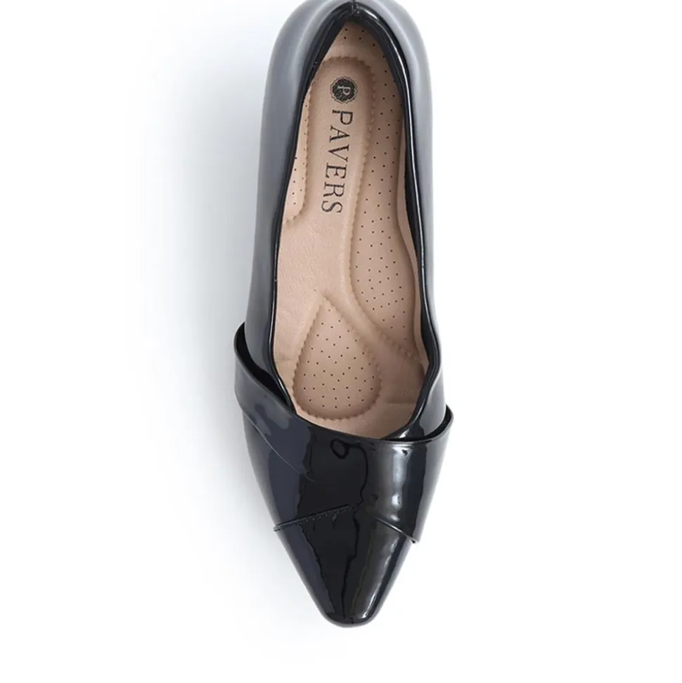 Heeled Court Shoes - Black Patent