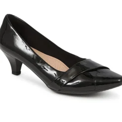 Heeled Court Shoes - Black Patent