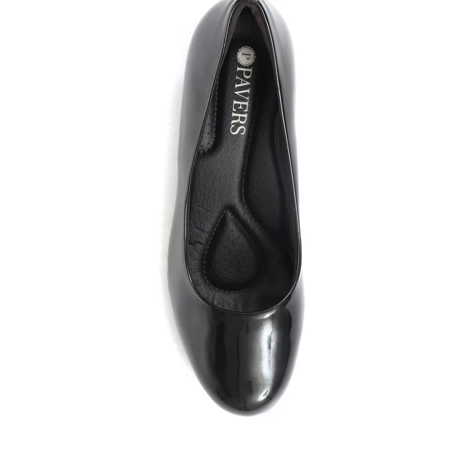 Heeled Court Shoes - Black Patent
