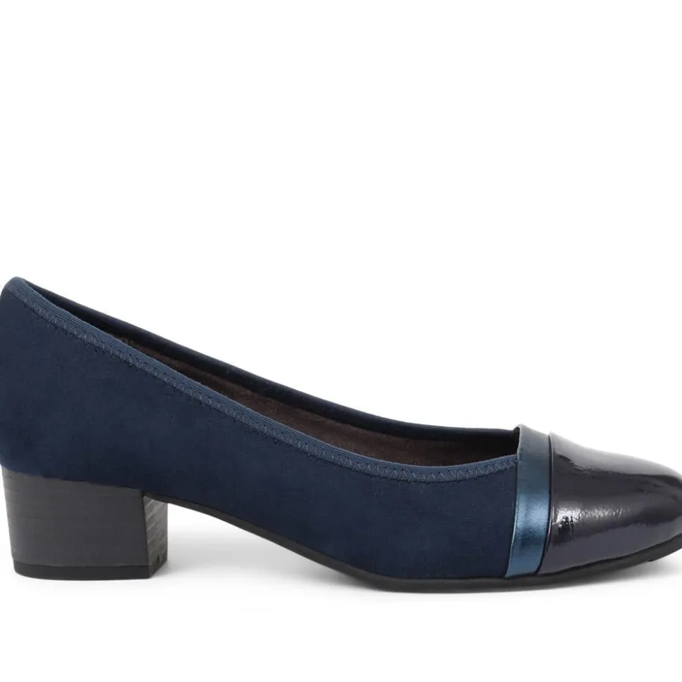 Heeled Court Shoes - Navy