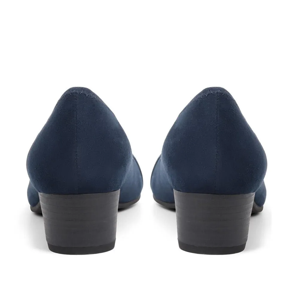 Heeled Court Shoes - Navy