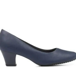 Heeled Court Shoes - Navy