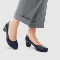 Heeled Court Shoes - Navy