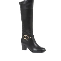 Heeled Knee High Boots - Black