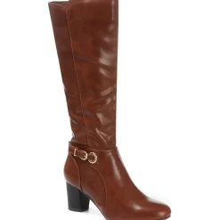 Heeled Knee High Boots - Tan