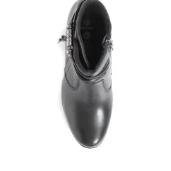 Heeled Leather Ankle Boots - Black