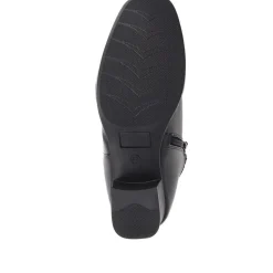Heeled Leather Ankle Boots - Black