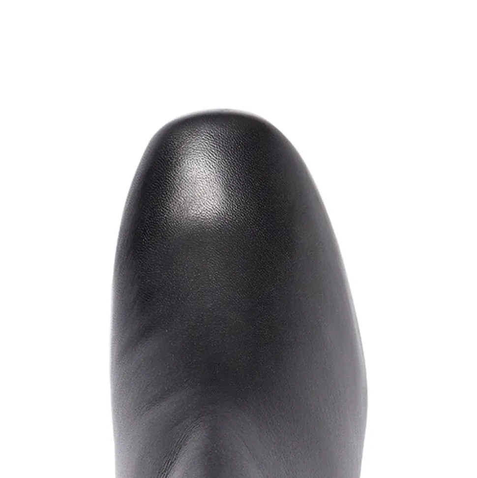 Heeled Leather Ankle Boots - Black