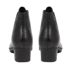 Heeled Leather Ankle Boots - Black