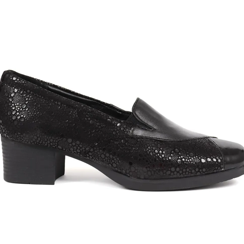 Heeled Leather Loafers - Black