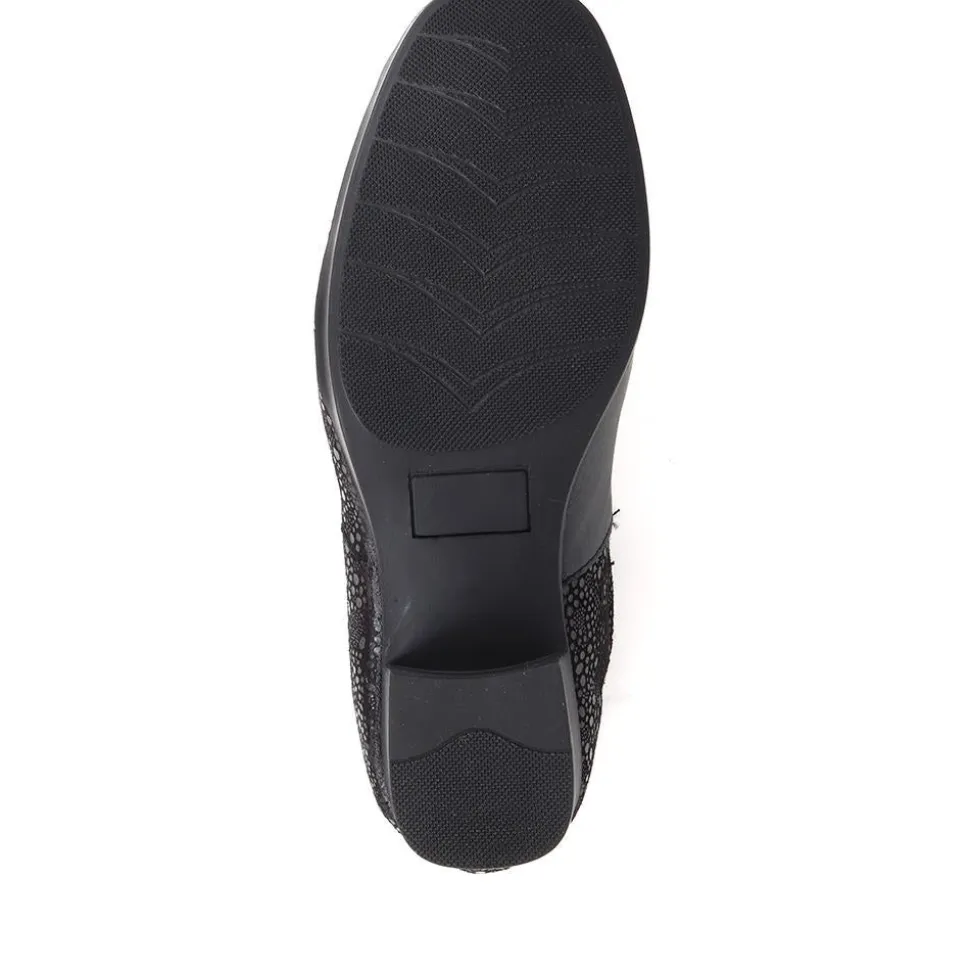 Heeled Leather Loafers - Black