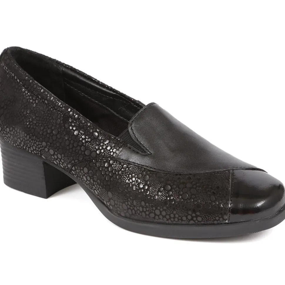 Heeled Leather Loafers - Black