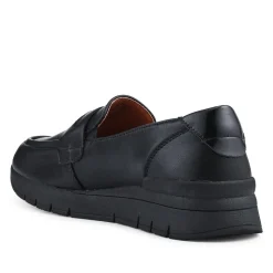 Heeled Leather Penny Loafers - Black