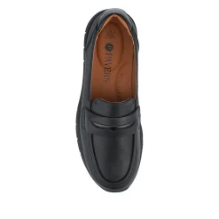 Heeled Leather Penny Loafers - Black
