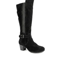 Heeled Long Boots - Black Suede