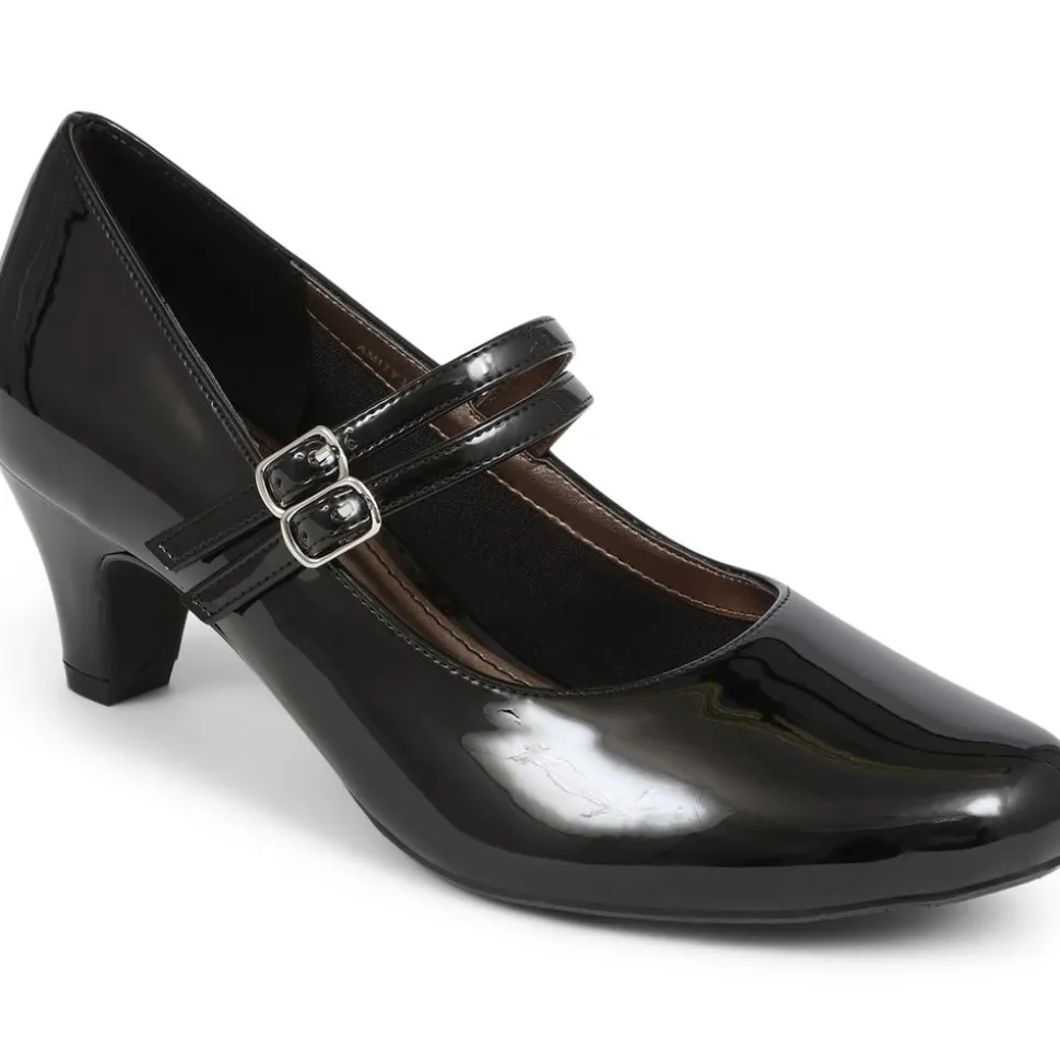 Heeled Mary Janes - Black Patent
