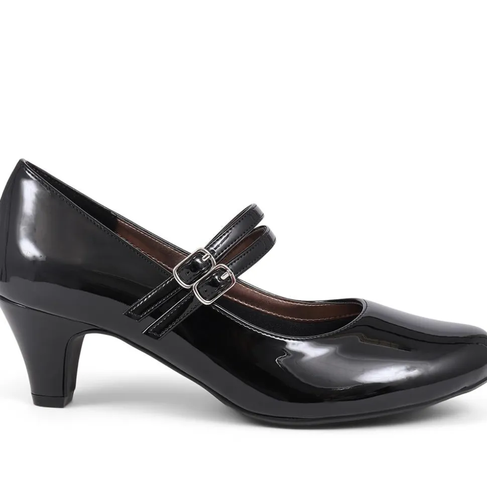 Heeled Mary Janes - Black Patent