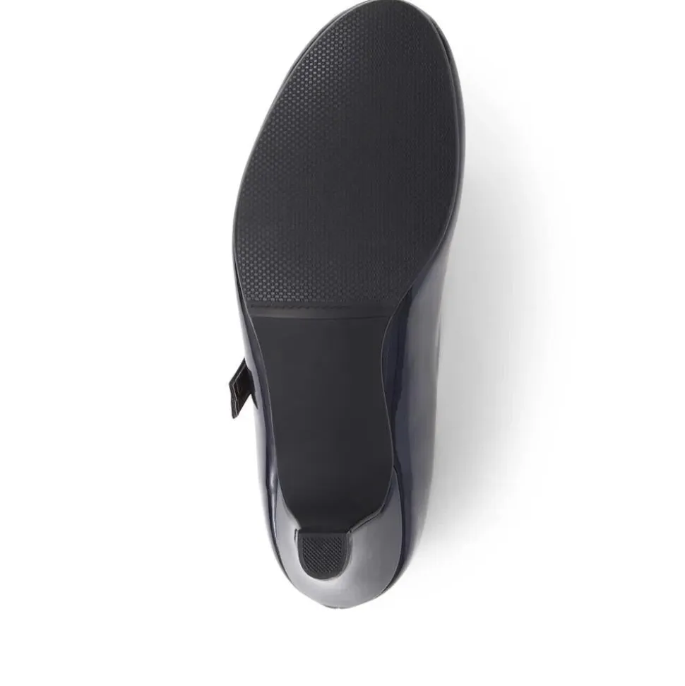 Heeled Mary Janes - Navy Patent