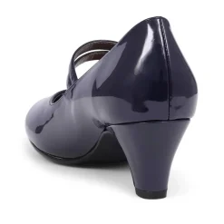 Heeled Mary Janes - Navy Patent