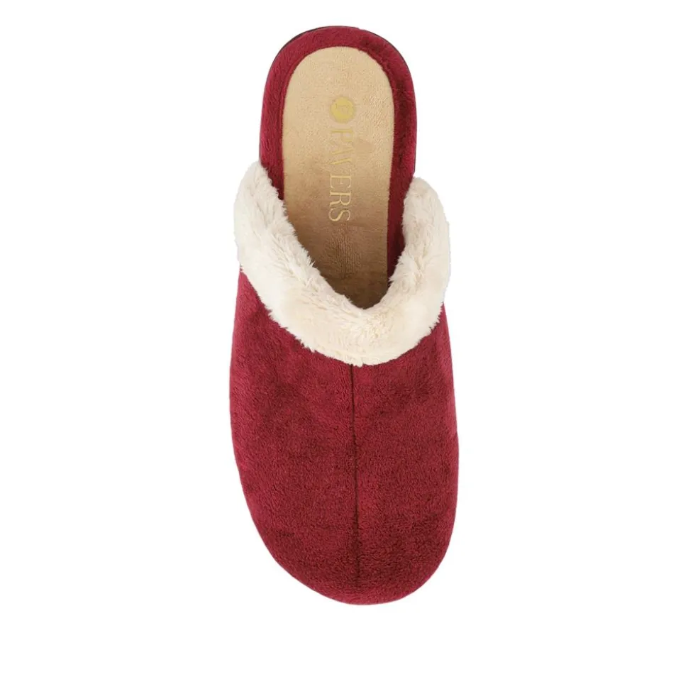 Heeled Mule Slippers - Burgundy