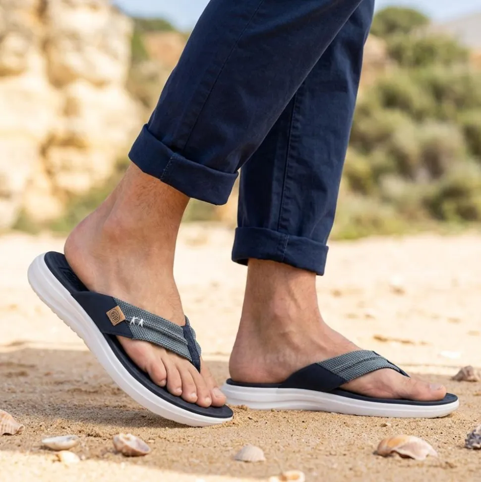 HeyDude Finn Flip Braided Flip Flops - Navy