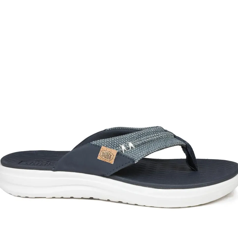 HeyDude Finn Flip Braided Flip Flops - Navy