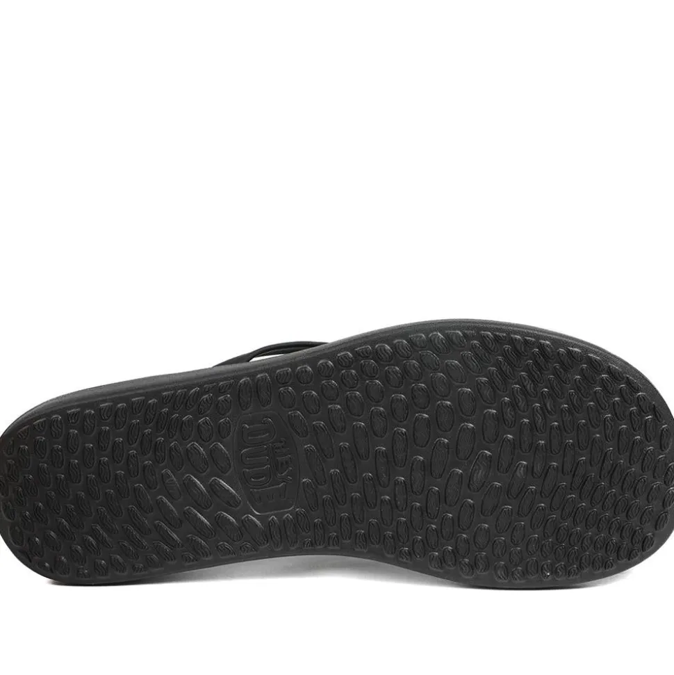 HeyDude Flat Toe Post Flip Flops - Black
