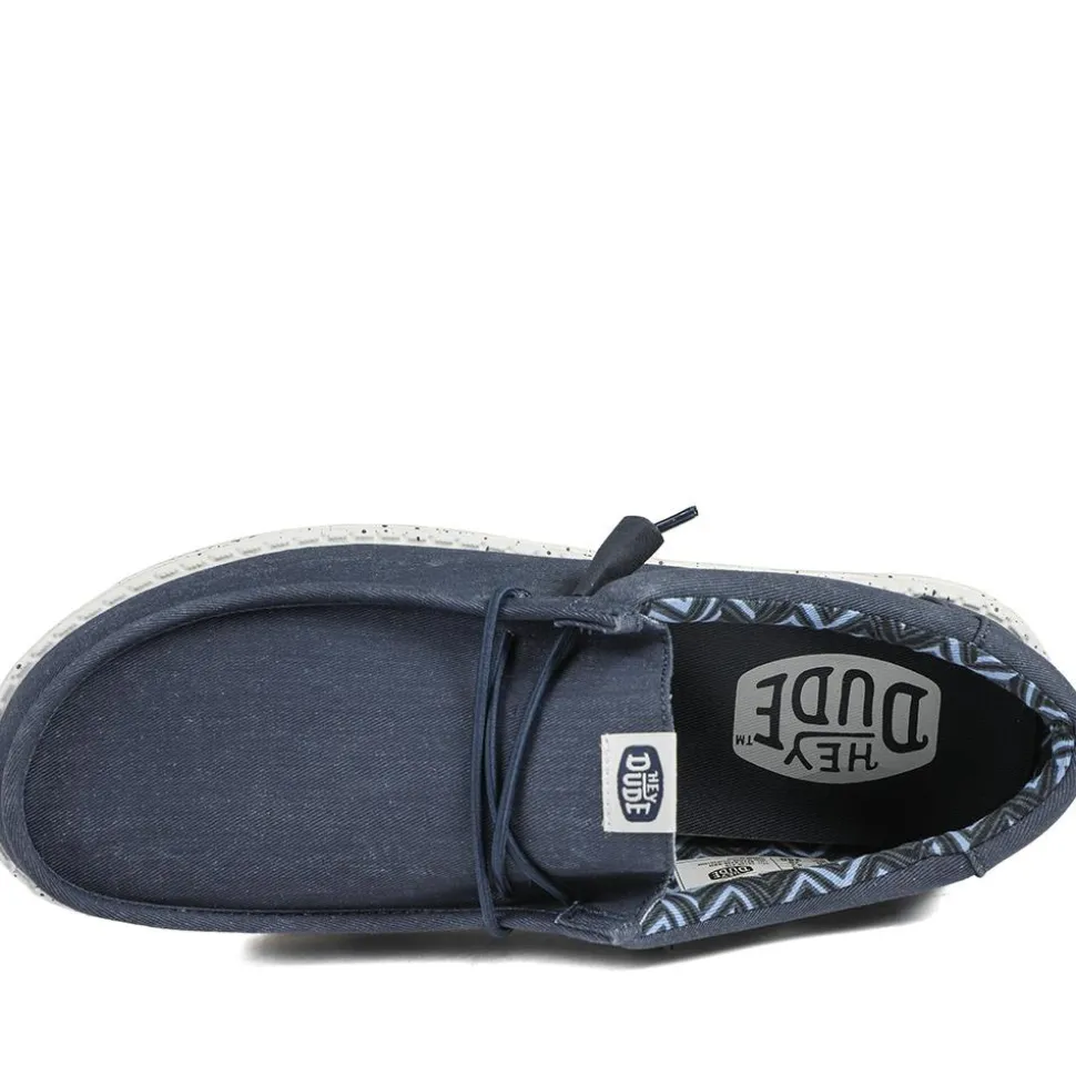 HeyDude Wally Stretch Canvas Shoes - Navy