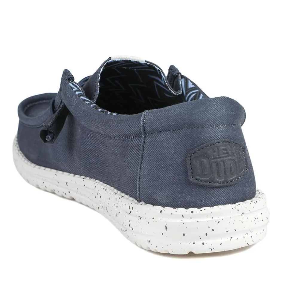 HeyDude Wally Stretch Canvas Shoes - Navy