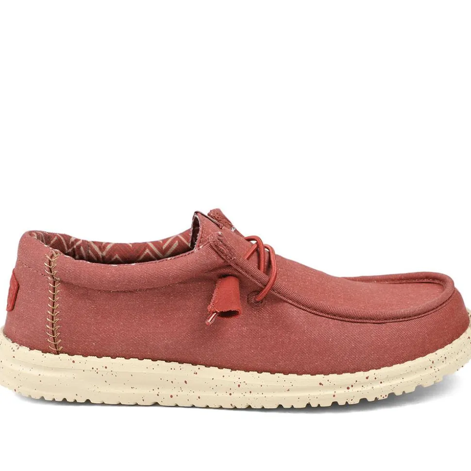 HeyDude Wally Stretch Canvas Shoes - Red