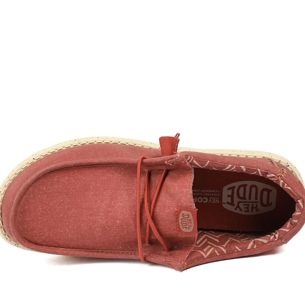 HeyDude Wally Stretch Canvas Shoes - Red