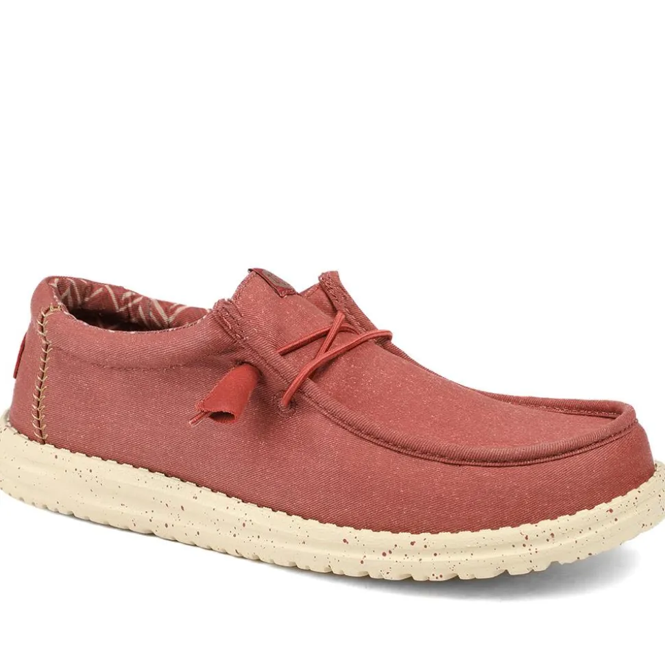 HeyDude Wally Stretch Canvas Shoes - Red