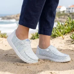 HeyDude Wendy Stretch Speckle Shoes - White Multi