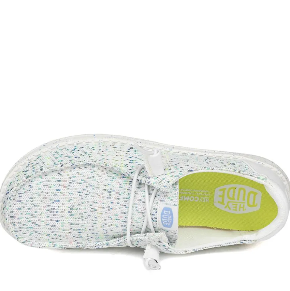 HeyDude Wendy Stretch Speckle Shoes - White Multi